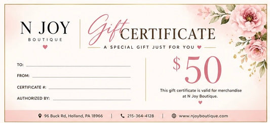 N JOY BOUTIQUE GIFT CERTIFICATE