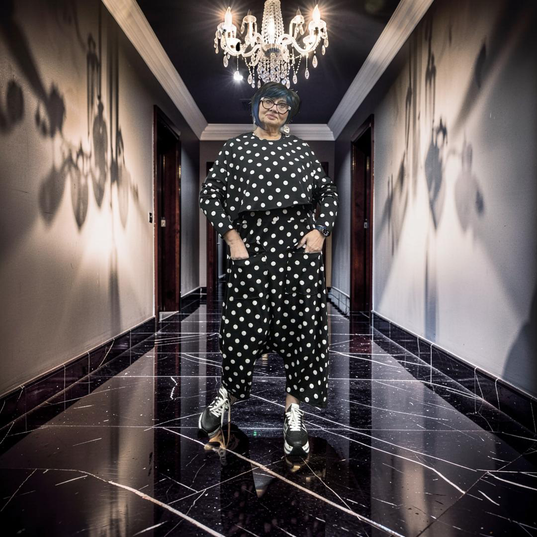 Plus Lavie jumpsuit 1076 black white dots