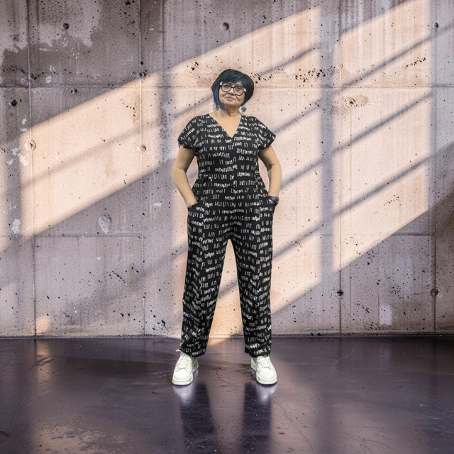 MXM jumpsuit 26-59 black script print