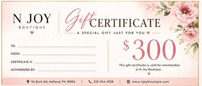 N JOY BOUTIQUE GIFT CERTIFICATE