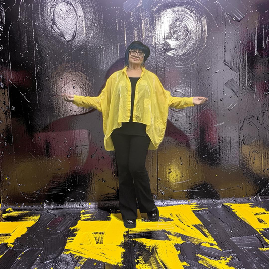 Bread & Butter Italy blouse 2609 yellow with white stitching