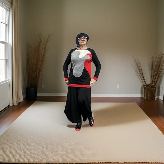 Sale 50% Off Bi̇ze Sweater 0145 Black/ Red