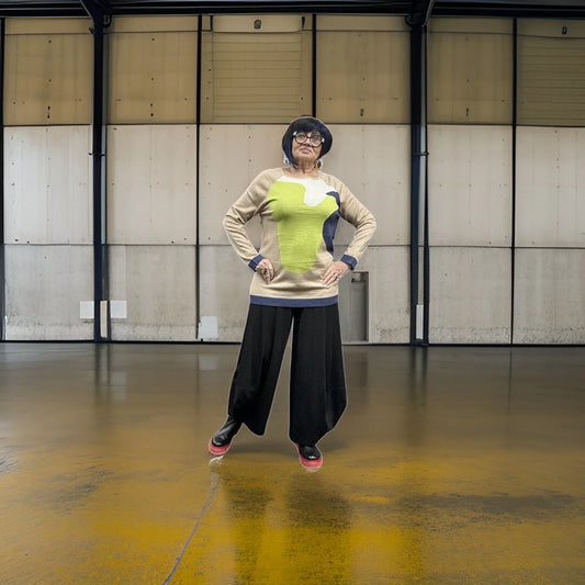 Sale 50%off Bi̇ze Sweater 0145 Beige/yellow/nany