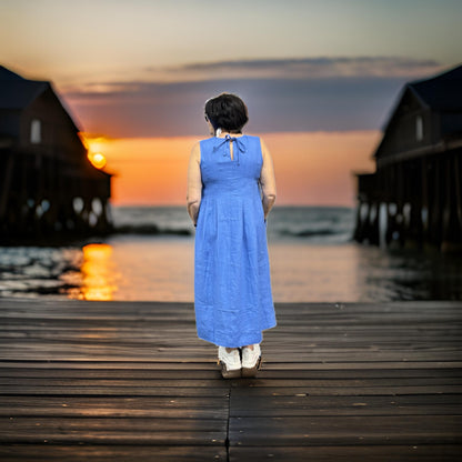 Sale 50% Off Luukaa Linen Dress 25y0513 Blue