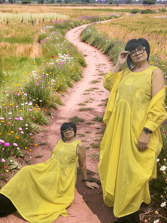 Bread & Butter Italy dress 2607 yellow with white stitching