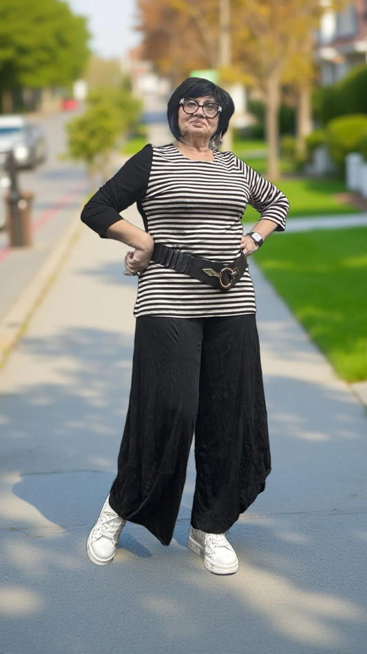 Sale 50% Off Alembika Top Ut979 B Black/ Stripes