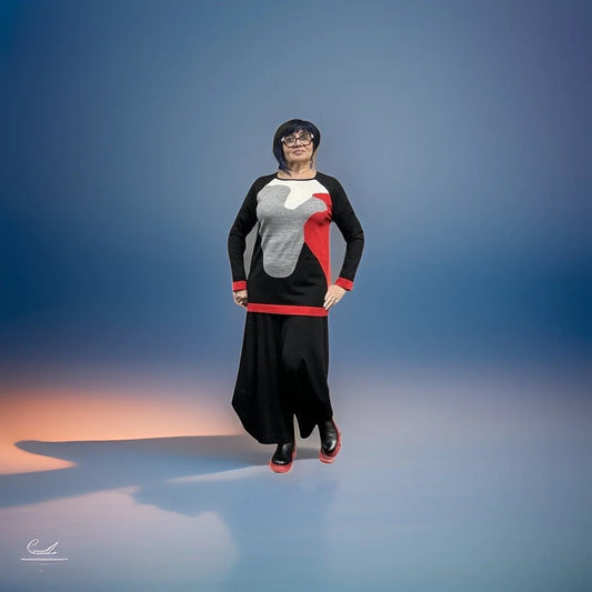 Sale 50% Off Bi̇ze Sweater 0145 Black/ Red