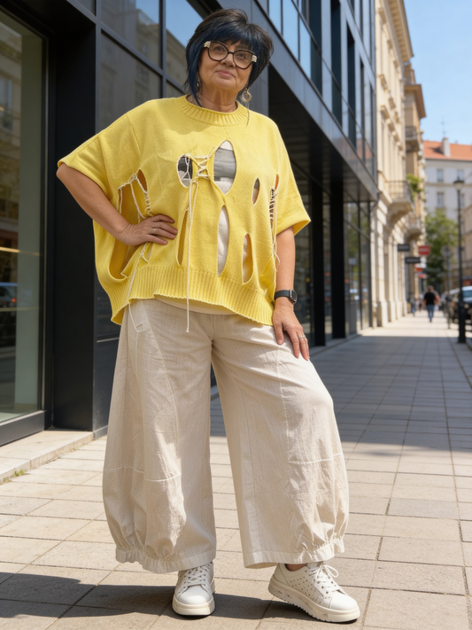 Bread & Butter Italy sweater St344 yellow with white application