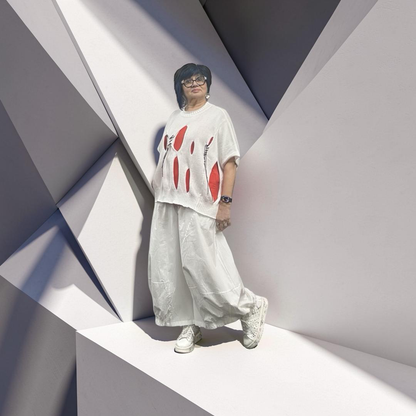 Bread & Butter Italy sweater St344 white with black application