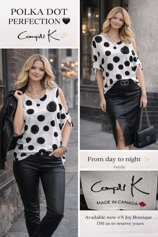 Compli K top 36021 white/black dots