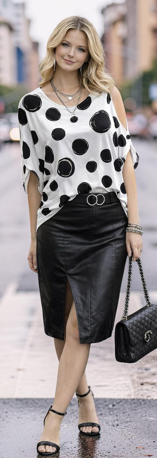 Compli K top 36021 white/black dots
