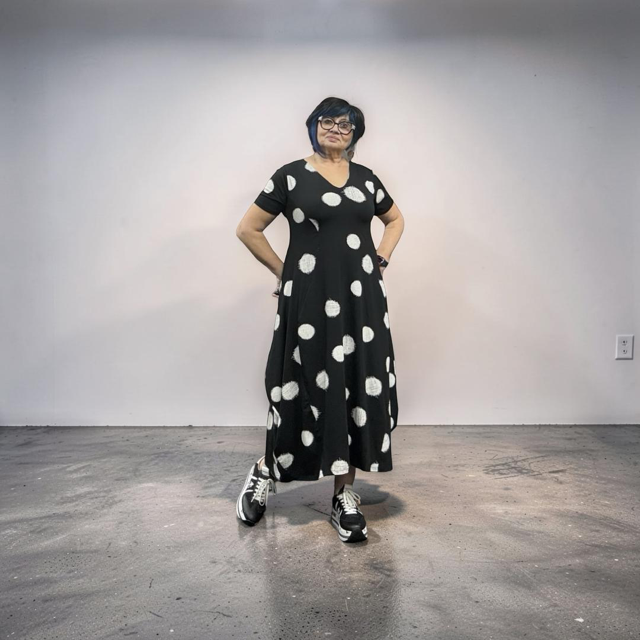 Matthildur dress 5002 black scratch print