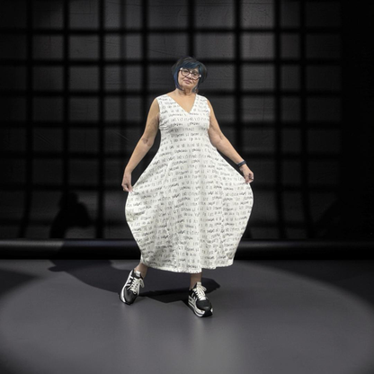 MXM dress 26-57 ivory script print