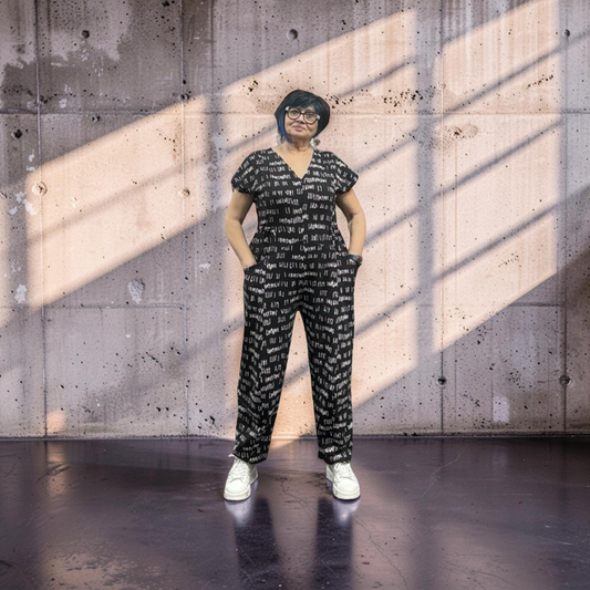 MXM jumpsuit 26-59 black script print