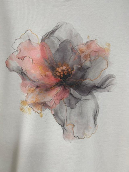 Par.tees by Party On graphic tee watercolor black floral pink neutral White